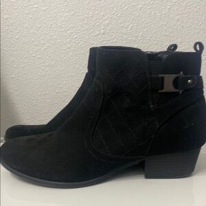 Black Suede Ankle Boots with Buckle Detail